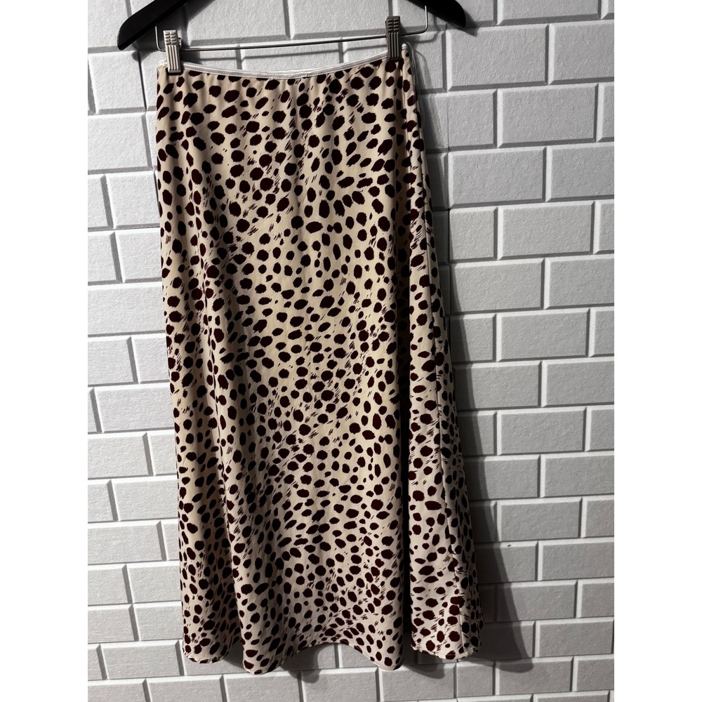 The Raconteur cow spot Print Midi Skirt Brown Cream Animal Print SP USA Made